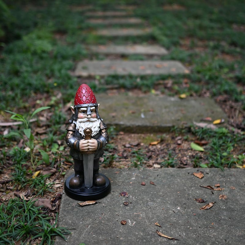 FICITI Gnome Knight Holding sword - armored, 9 inches: Warrior statue for Garden - Image 4
